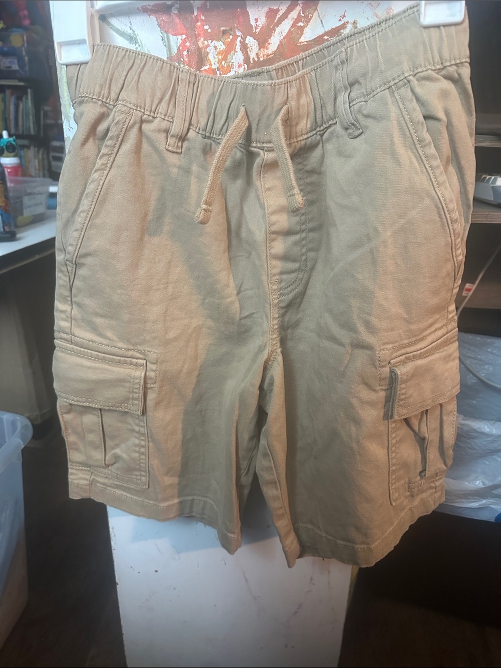 Men's Cargo Drawstring Shorts in Tan